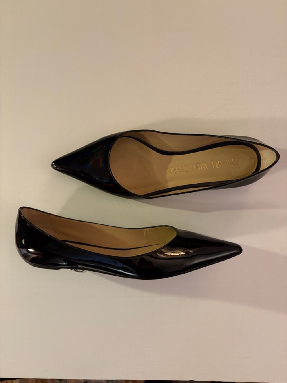 Stuart Weitzman Black Patent Pointed Flats